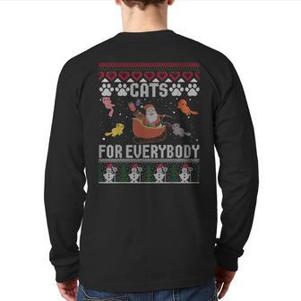 Cats For Everybody Christmas Cute Cat Lover Ugly Sweater Back Print Long Sleeve T-shirt | Mazezy UK