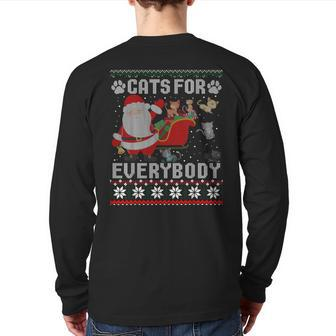 Cats For Everybody Christmas Cute Cat Lover Ugly Sweater Back Print Long Sleeve T-shirt - Thegiftio UK