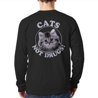 Cats Not Drugs Munchkin British Longhair Back Print Long Sleeve T-shirt | Mazezy