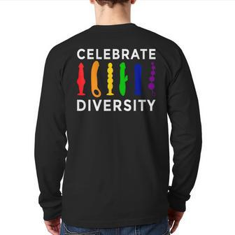 'Celebrate Diversity' Bisexual Feminist Lesbian Pride Back Print Long Sleeve T-shirt | Mazezy