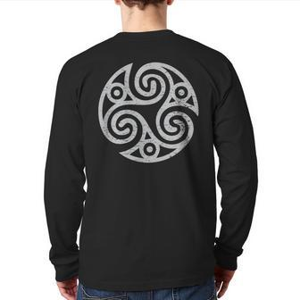 Celtic Triple Spiral Of Life Triskelion Triskele Back Print Long Sleeve T-shirt | Mazezy