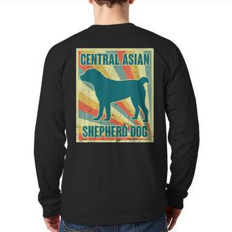 Central Asian Shepherd Dog Vintage Style Silhouette Back Print Long Sleeve T-shirt | Mazezy