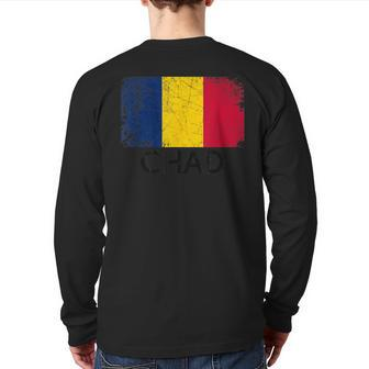 Chadian Flag Vintage Made In Chad Back Print Long Sleeve T-shirt | Mazezy