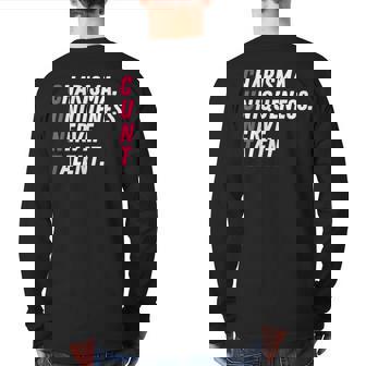 Charisma Uniqueness Nerve Talent Drag Race Queen Quote Back Print Long Sleeve T-shirt | Mazezy