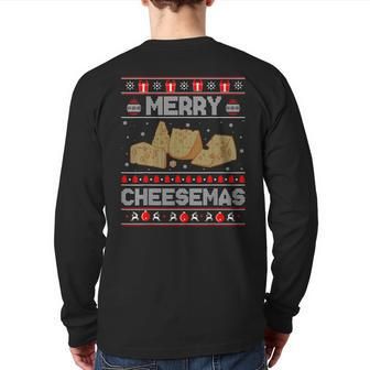 Cheese Tasting Christmas Merry Cheesemas Ugly Sweater Back Print Long Sleeve T-shirt - Monsterry DE