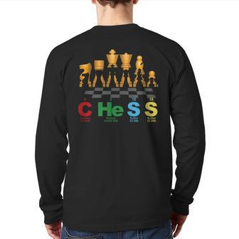 Chess Periodic Table Science Chessboard Back Print Long Sleeve T-shirt - Monsterry