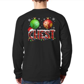 Chestnuts Matching Couples Christmas Lights Nuts Chest Back Print Long Sleeve T-shirt - Seseable