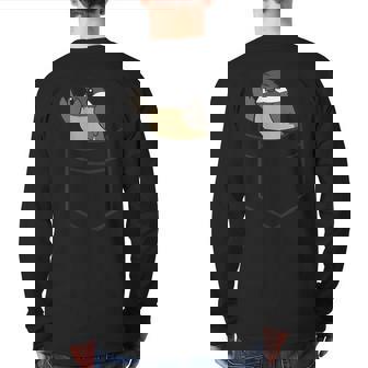 Chickadee In The Pocket Cute Pocket Chickadee Back Print Long Sleeve T-shirt | Mazezy