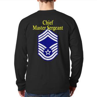 Chief Master Sergeant Air Force Rank Insignia Back Print Long Sleeve T-shirt | Mazezy
