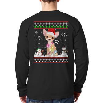 Chihuahua Christmas Dog Light Ugly Sweater Short Sleeve Back Print Long Sleeve T-shirt - Seseable