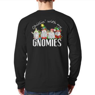 Chillin With My Gnomies With Four Gnomes Christmas Back Print Long Sleeve T-shirt - Seseable