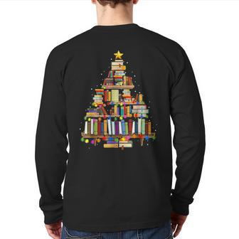 Christmas Book Tree Back Print Long Sleeve T-shirt | Mazezy