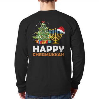 Christmas Hanukkah Chanukah Merry Happy Chrismukkah Back Print Long Sleeve T-shirt - Seseable