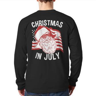 Christmas In July Retro Hipster Santa 4Th Of July Back Print Long Sleeve T-shirt - Monsterry CA