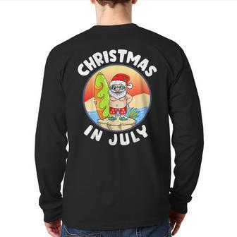 Christmas In July Santa Summer Beach Christmas In July Party Back Print Long Sleeve T-shirt - Monsterry UK