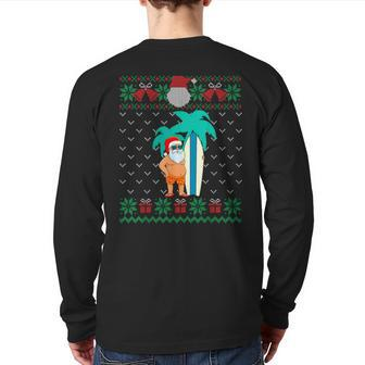 Christmas In July Summer Santa Ugly Xmas Sweater Tropical Back Print Long Sleeve T-shirt | Mazezy