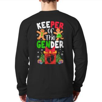 Christmas Keeper Gender Reveal Baby Announcement Pregnancy Back Print Long Sleeve T-shirt | Mazezy