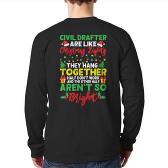Christmas Light Civil Drafter Xmas Holiday Back Print Long Sleeve T-shirt | Mazezy