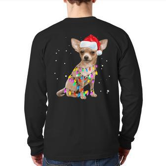 Christmas Lights Chihuahua With Santa Hat Pajamas Back Print Long Sleeve T-shirt - Thegiftio UK