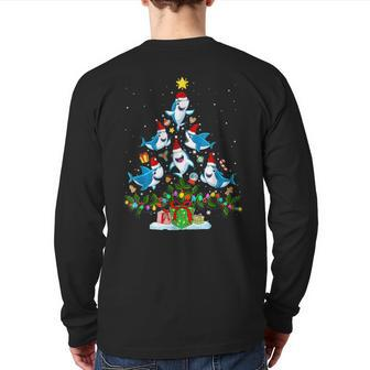 This Is My Christmas Pajama Christmas Shark Tree Back Print Long Sleeve T-shirt - Thegiftio UK