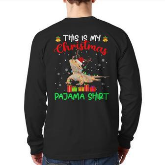This Is My Christmas Pajama Santa Bearded Dragon Lover Back Print Long Sleeve T-shirt - Thegiftio UK