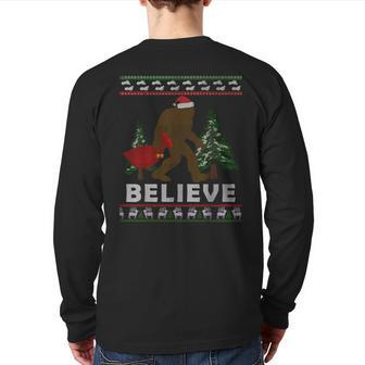 Christmas Sasquatch Santa Bigfoot Believe Yeti Xmas Back Print Long Sleeve T-shirt - Monsterry AU