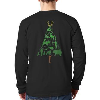 Christmas Tree Hunter Hunting Xmas Back Print Long Sleeve T-shirt - Monsterry AU