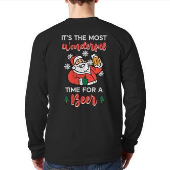 Christmas Most Wonderful Time For Santa Xmas Dad Men Back Print Long Sleeve T-shirt | Mazezy