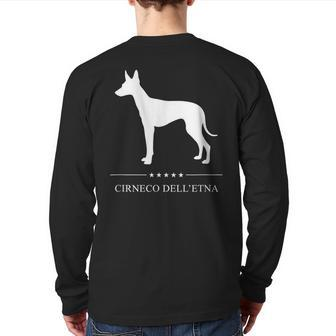 Cirneco Dell'etna Dog White Silhouette Back Print Long Sleeve T-shirt | Mazezy