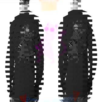 Clarinet Cool Cat Hippy Hipster Kitty Playing Music Back Print Long Sleeve T-shirt | Mazezy