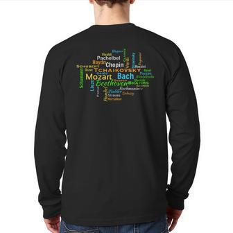 Classical Composers Word Cloud Music Lovers Back Print Long Sleeve T-shirt | Mazezy