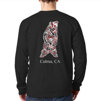 Colma Ca Native American Brown Grizzly Bear Back Print Long Sleeve T-shirt | Mazezy