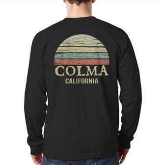 Colma California Native Vintage Sunset Back Print Long Sleeve T-shirt | Mazezy