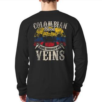 Colombian Blood Runs Through My Veins Back Print Long Sleeve T-shirt - Seseable