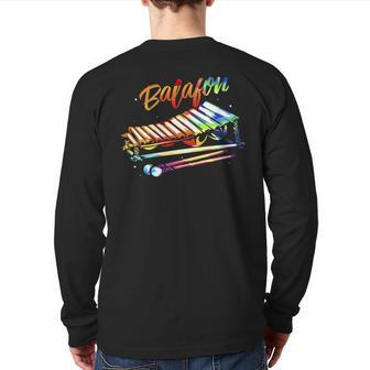 Colorful Balafon West African Music Instrument Back Print Long Sleeve T-shirt | Mazezy