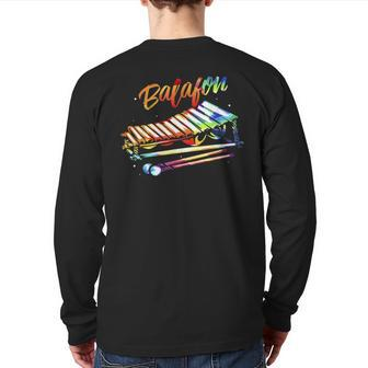Colorful Balafon Xylophone African Music Instrument Back Print Long Sleeve T-shirt | Mazezy