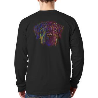 Colorful Splash Dog Bouvier Des Flandres Back Print Long Sleeve T-shirt | Mazezy