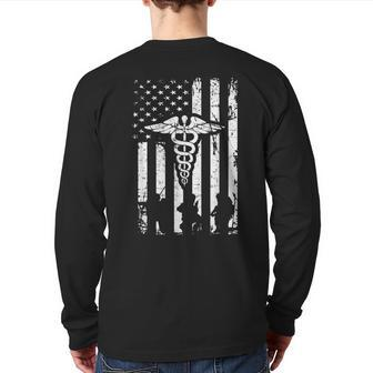 Combat Medic Us Flags Usa American Military Back Print Long Sleeve T-shirt | Mazezy