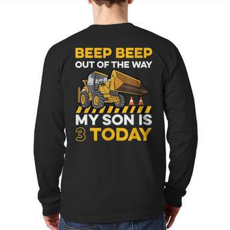 Construction Quote For A Dad Of A 3 Year Old Birthday Boy Back Print Long Sleeve T-shirt | Mazezy