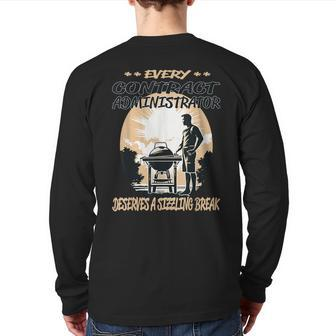Contract Administrator Bbq Chef Or Grill Fun Back Print Long Sleeve T-shirt | Mazezy