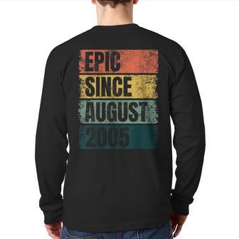 Cool 15Th Birthday 15 Years Old Epic Since August 2005 Back Print Long Sleeve T-shirt | Mazezy