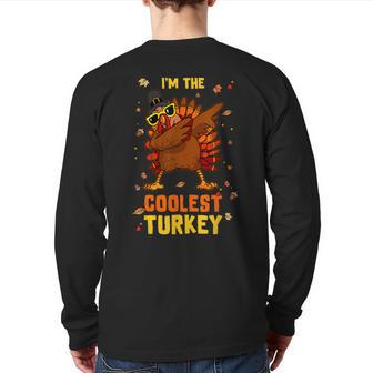 Coolest Turkey Matching Family Group Thanksgiving Party Pj Back Print Long Sleeve T-shirt - Seseable