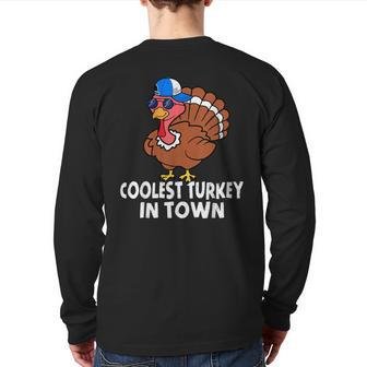 Coolest Turkey In Town Turkey Thanksgiving Boys Back Print Long Sleeve T-shirt - Seseable