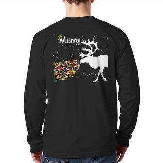 Couples Sick Reindeer Diy Ugly Christmas Sweater Back Print Long Sleeve T-shirt | Mazezy
