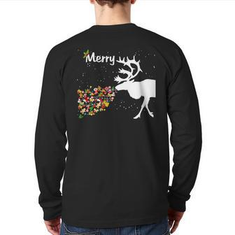 Couples Sick Reindeer Diy Ugly Christmas Sweater Back Print Long Sleeve T-shirt - Monsterry