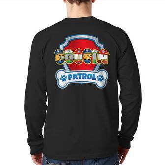 Cousin Of The Birthday Boy Dog Paw Family Decorations Party Back Print Long Sleeve T-shirt - Monsterry