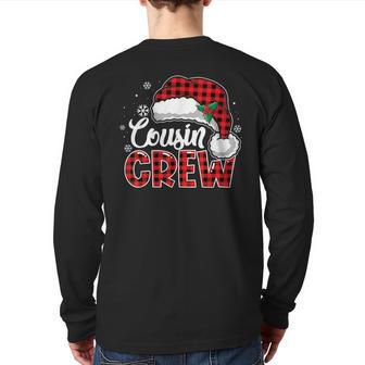 Cousin Crew Buffalo Plaid Christmas Family Xmas Pajama Santa Back Print Long Sleeve T-shirt - Seseable