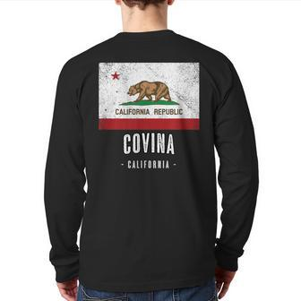 Covina California Cali City Souvenir Ca Flag Top Back Print Long Sleeve T-shirt | Mazezy
