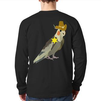 Cowboy Cockatiel Wild West Sheriff Rancer Parrot Bird Back Print Long Sleeve T-shirt | Mazezy