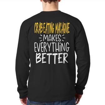 Crab-Eating Macaque Makes Everything Better Monkey Lover Back Print Long Sleeve T-shirt | Mazezy